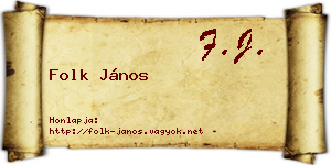 Folk János névjegykártya